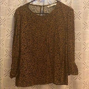 Leopard print puff sleeve zara blouse